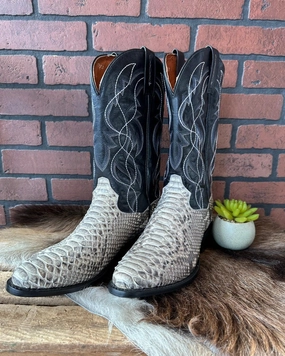 Factory Worker Farm Ready Dan Post Men's Manning Snake & Black Top R Toe Cowboy Boots DP3036