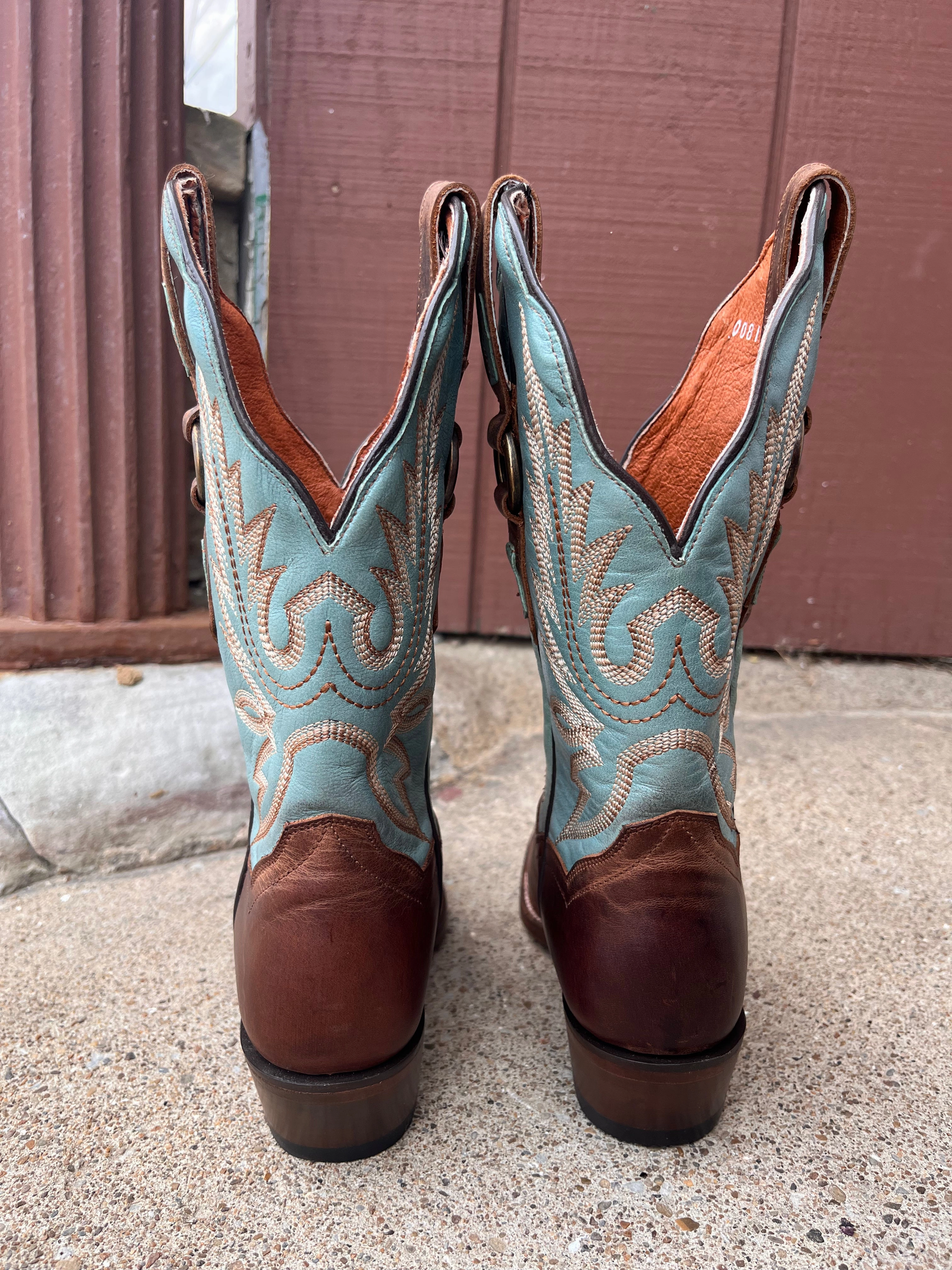 Dan Post Women's Brown & Turquoise Tamra Narrow Square Toe Cowgirl Boots DP4097 Multi Season