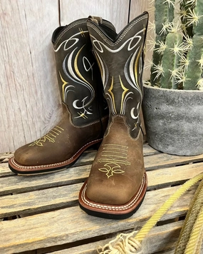 Dan Post Women's Desert Breeze Barnyard Acid Resistant Square Toe Cowgirl Boots DP6055 Deep Black