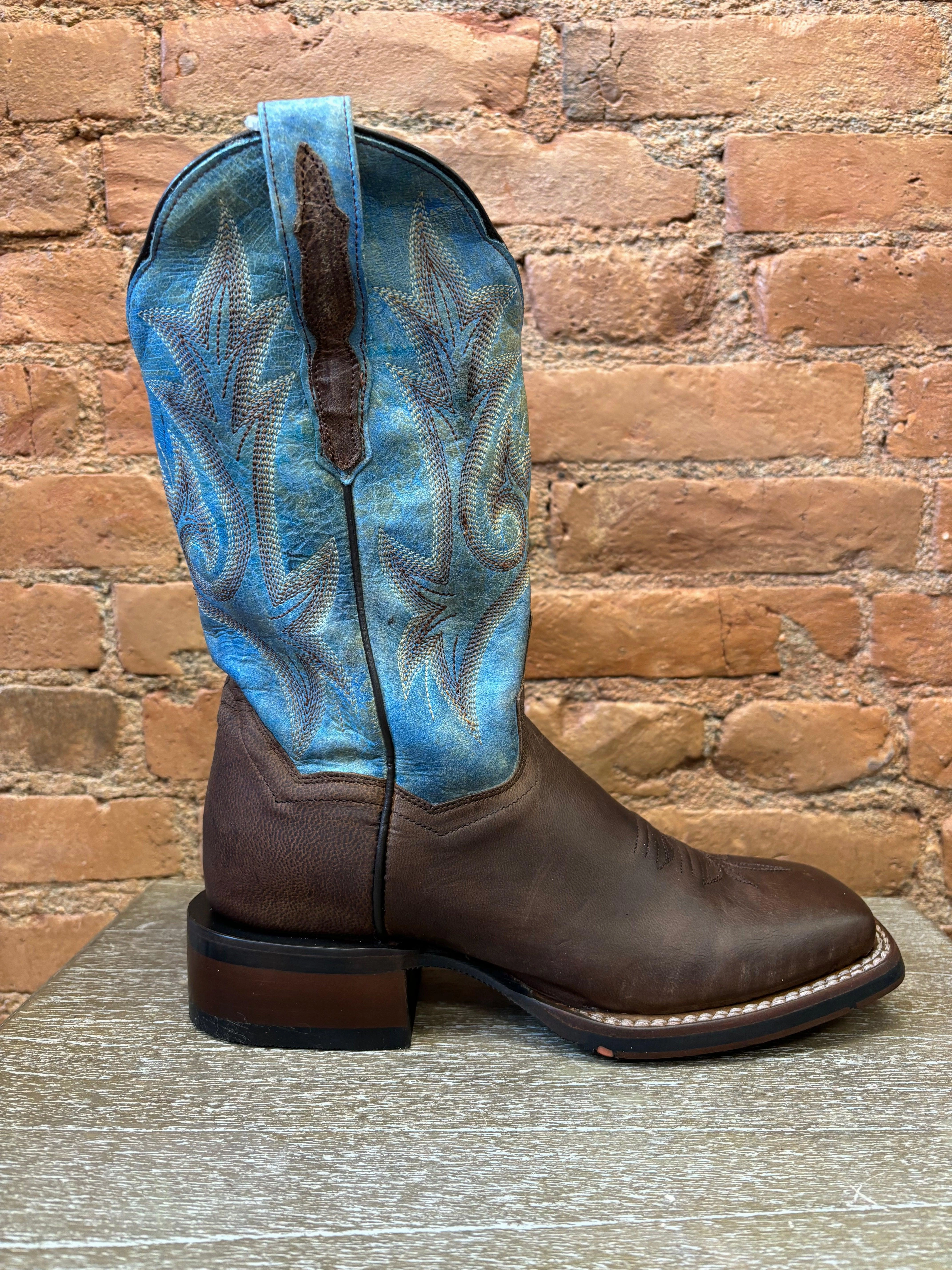 Calm Flow Lightweight Design Dan Post Women's Kelsi Brown & Blue Square Toe Western Cowgirl Boots DP4648
