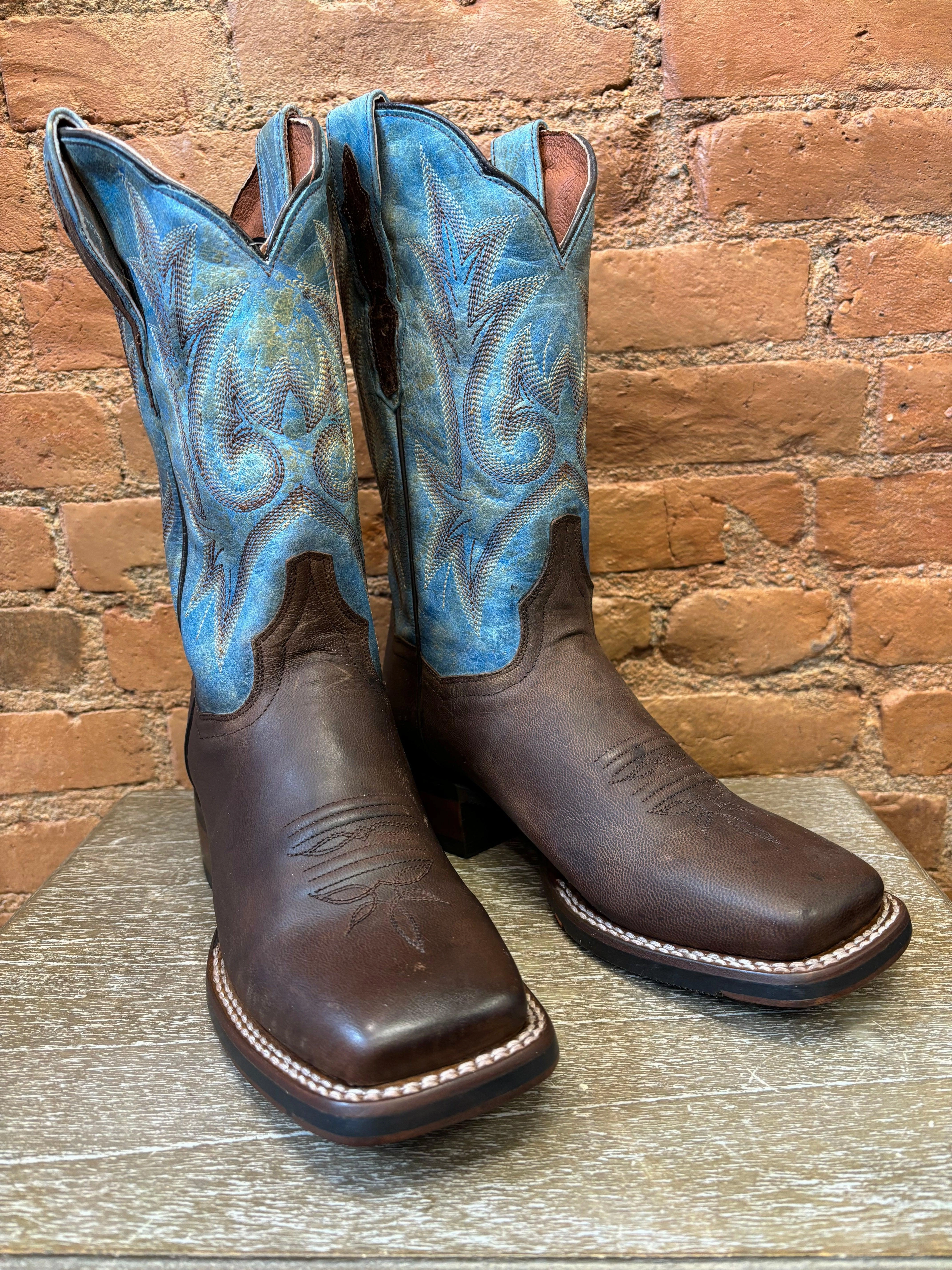 Dan Post Women's Kelsi Brown & Blue Square Toe Western Cowgirl Boots DP4648 Quality Wear