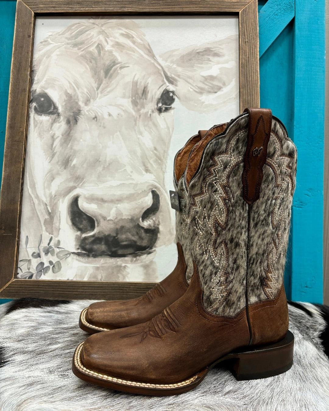 Timeless Design Dan Post Womens Clarabelle Brown Genuine Cowhide Hair-On Cowgirl Boots DP5252