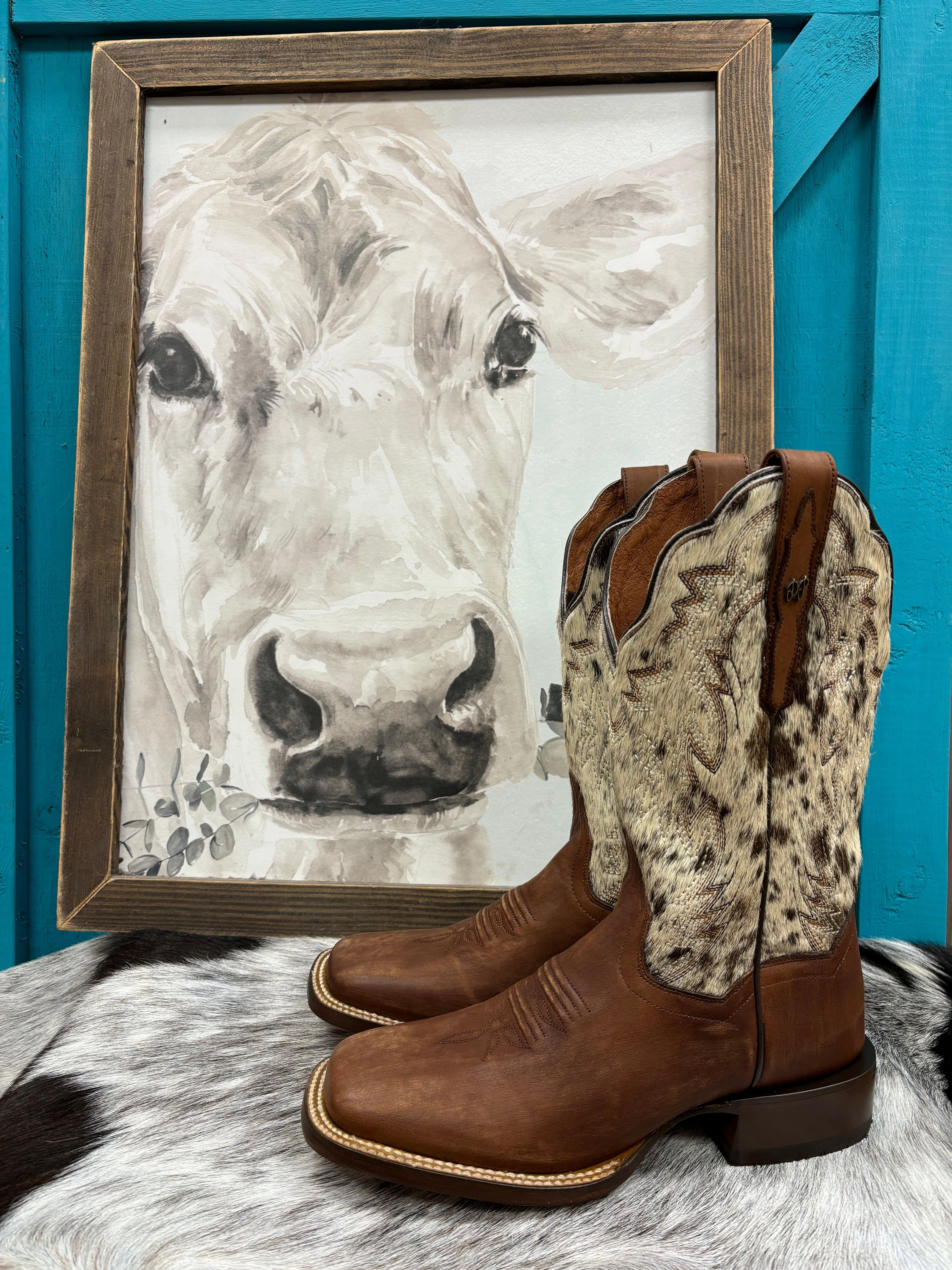 Dan Post Womens Clarabelle Brown Genuine Cowhide Hair-On Cowgirl Boots DP5252 urban commuting