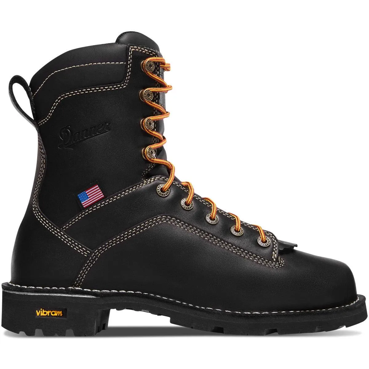 Comfort Oriented Danner Men's Quarry U.S.A 8" Black Waterproof And Slip Resistant Work Boots 17309