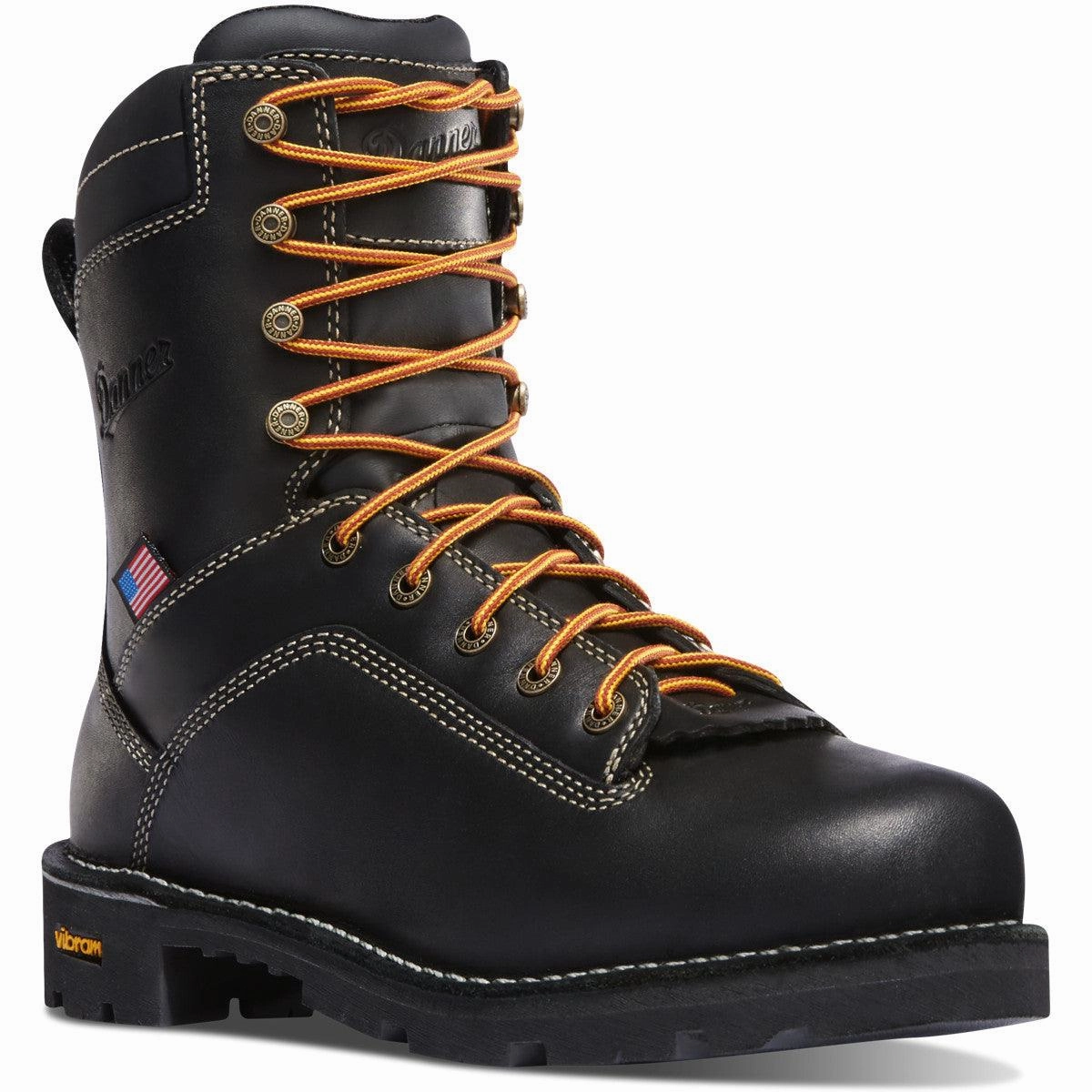 Danner Men's Quarry U.S.A 8" Black Waterproof And Slip Resistant Work Boots 17309 Protective Wear