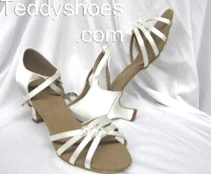 Flexible Sole 2.25" Blanca -- Wide Heel Latin Sandal -- White Satin