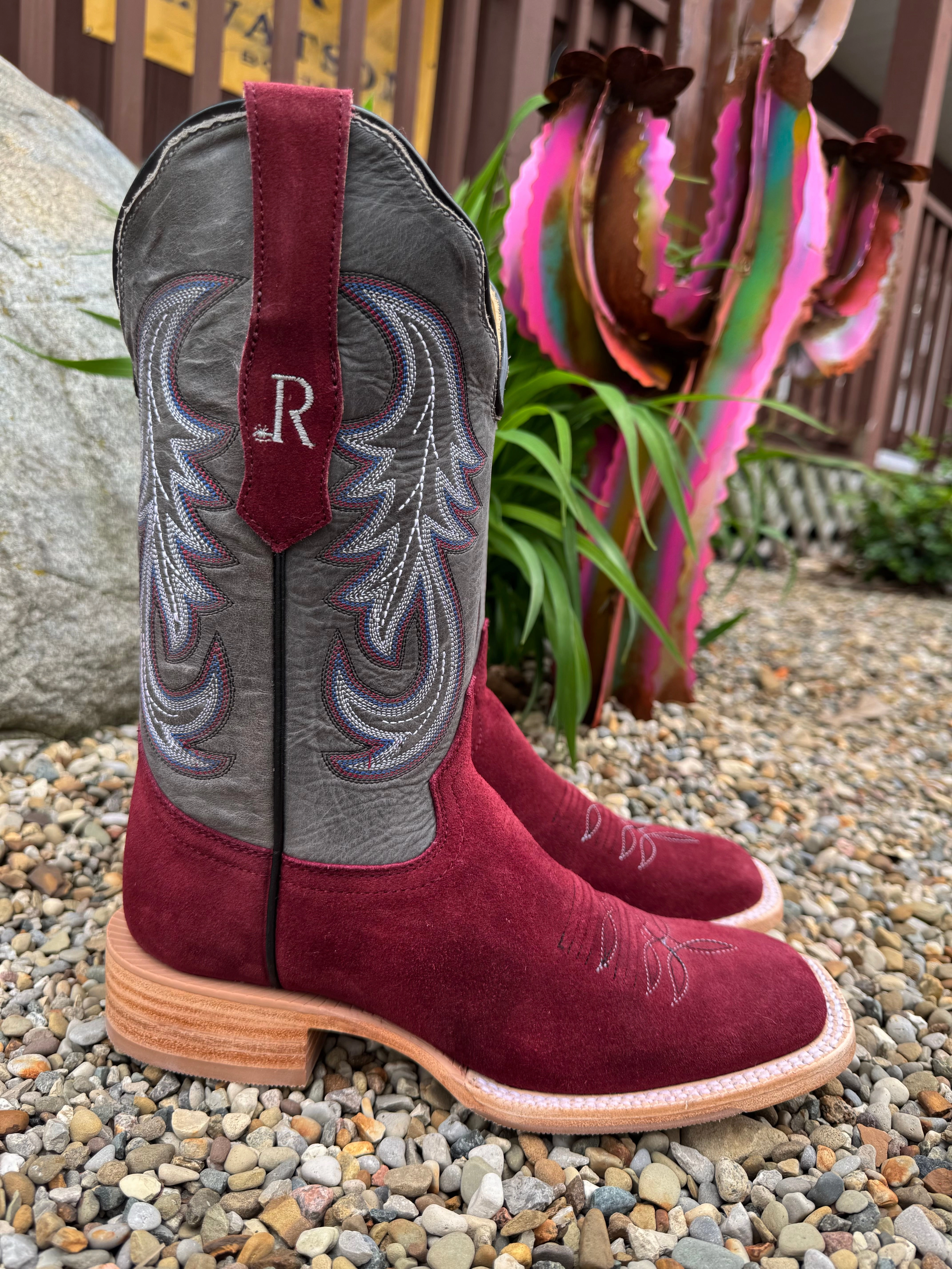 Lightweight Build R. Watson Women's Rhubarb Roughout Square Toe Cowgirl Boots RWL8426-2