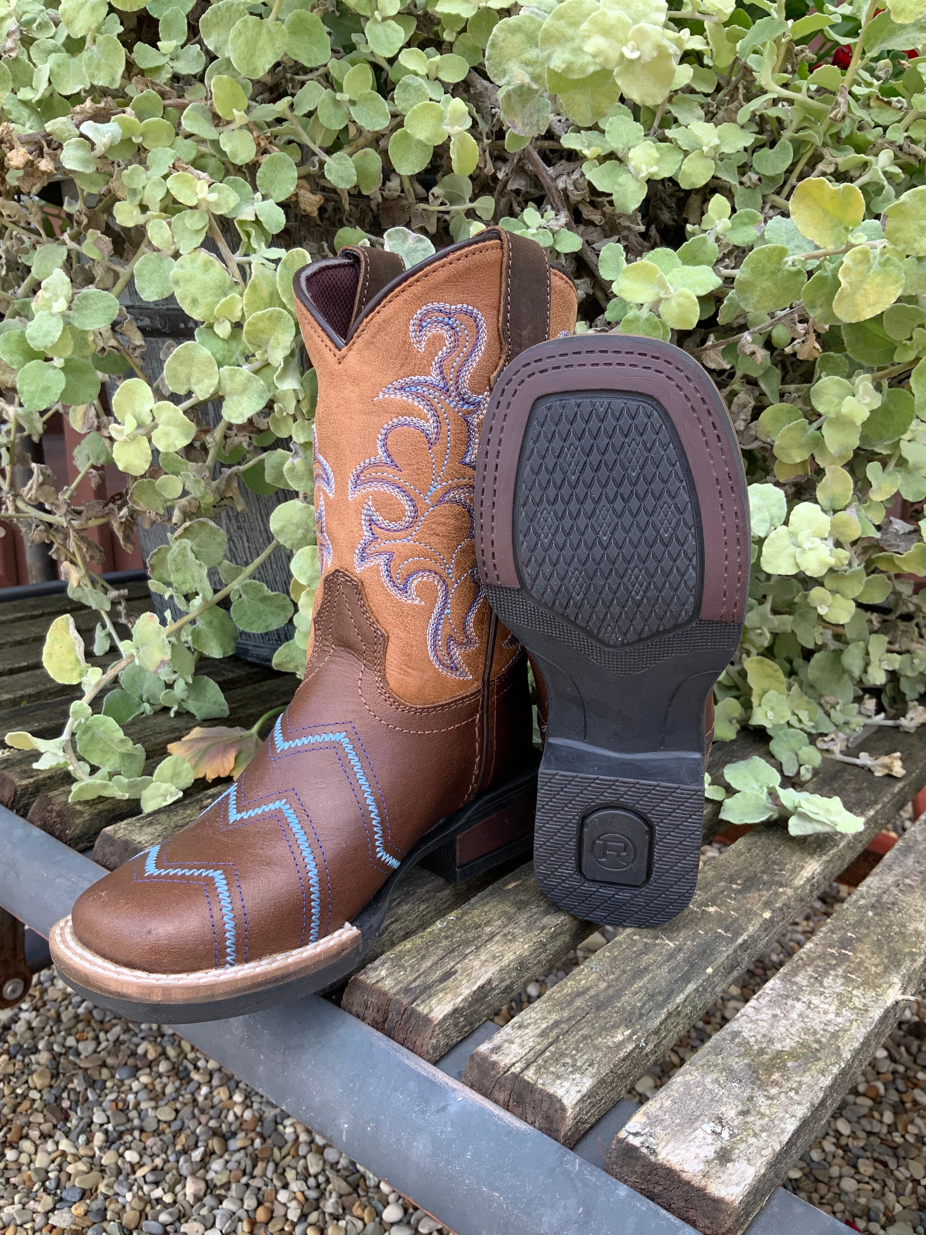 Roper Children & Youth Boy's Monterey Blue Chevron Cowboy Boots 0912-2936 Fashionable Look Anti-slip