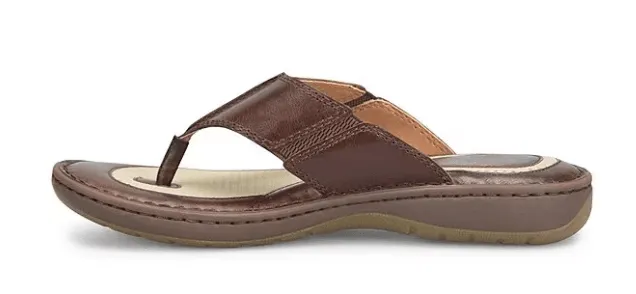 Born Men's Corvo Brown Leather Thong Sandal Flip Flop BM0006916-TN Easy To Slip On