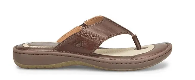 Born Men's Corvo Brown Leather Thong Sandal Flip Flop BM0006916-TN Daily Comfort Durable Fabric
