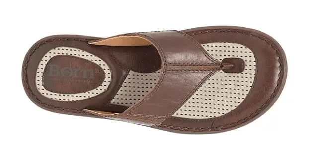 SmoothSurface Breath Option Born Men's Corvo Brown Leather Thong Sandal Flip Flop BM0006916-TN