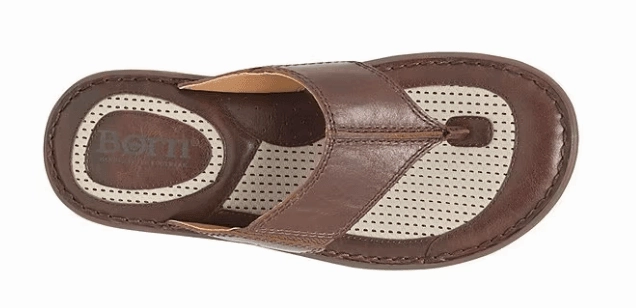 SmoothSurface Breath Option Born Men's Corvo Brown Leather Thong Sandal Flip Flop BM0006916-TN