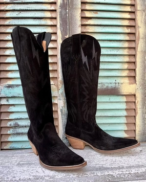 Tread Control Dingo Women's Black Thunder Road Snip Toe Cowgirl Boots DI597-BK