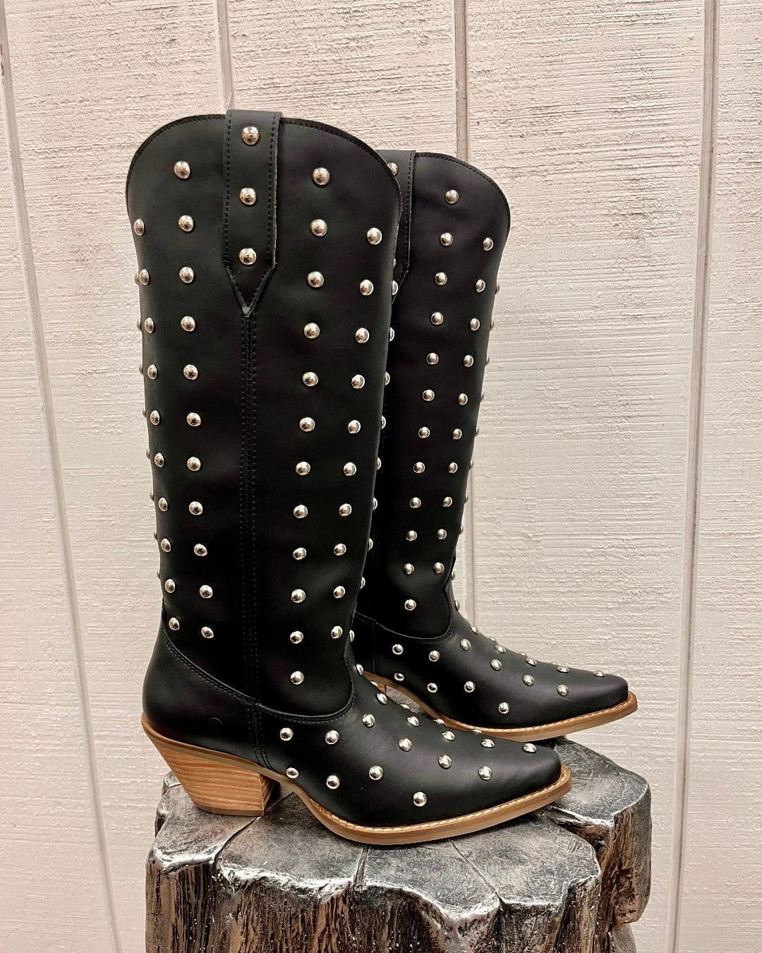 Quick Access Dingo Women's Broadway Bunny Black Tall Studded Snip Toe Cowgirl Boots DI155-BLK