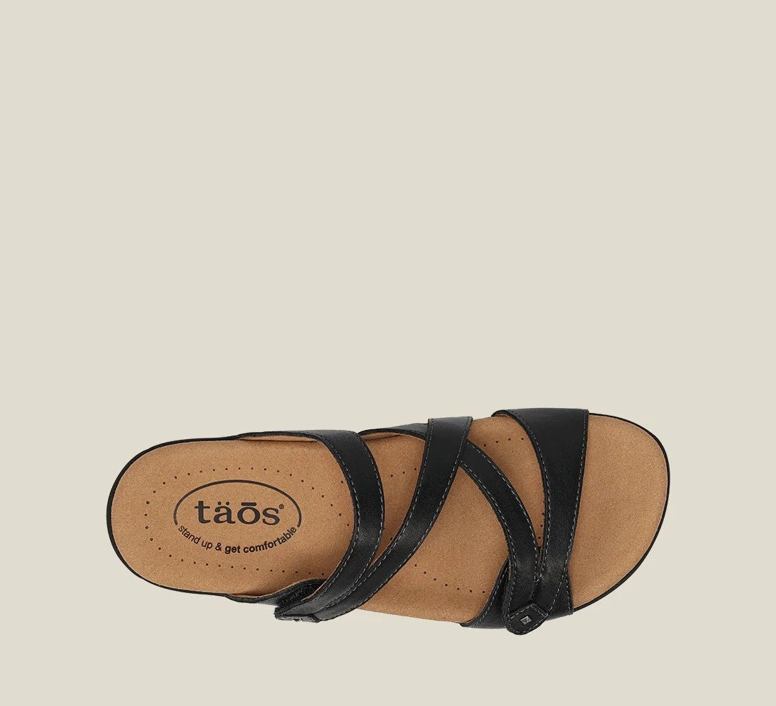 Outdoor Flats Match Easy Double U | Leather | Black