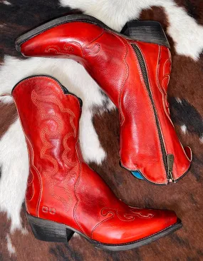 Supportive Build Bed Stu Women's Deuce Red Rustic Snip Toe Fashion Western Boots F328041-RDRS