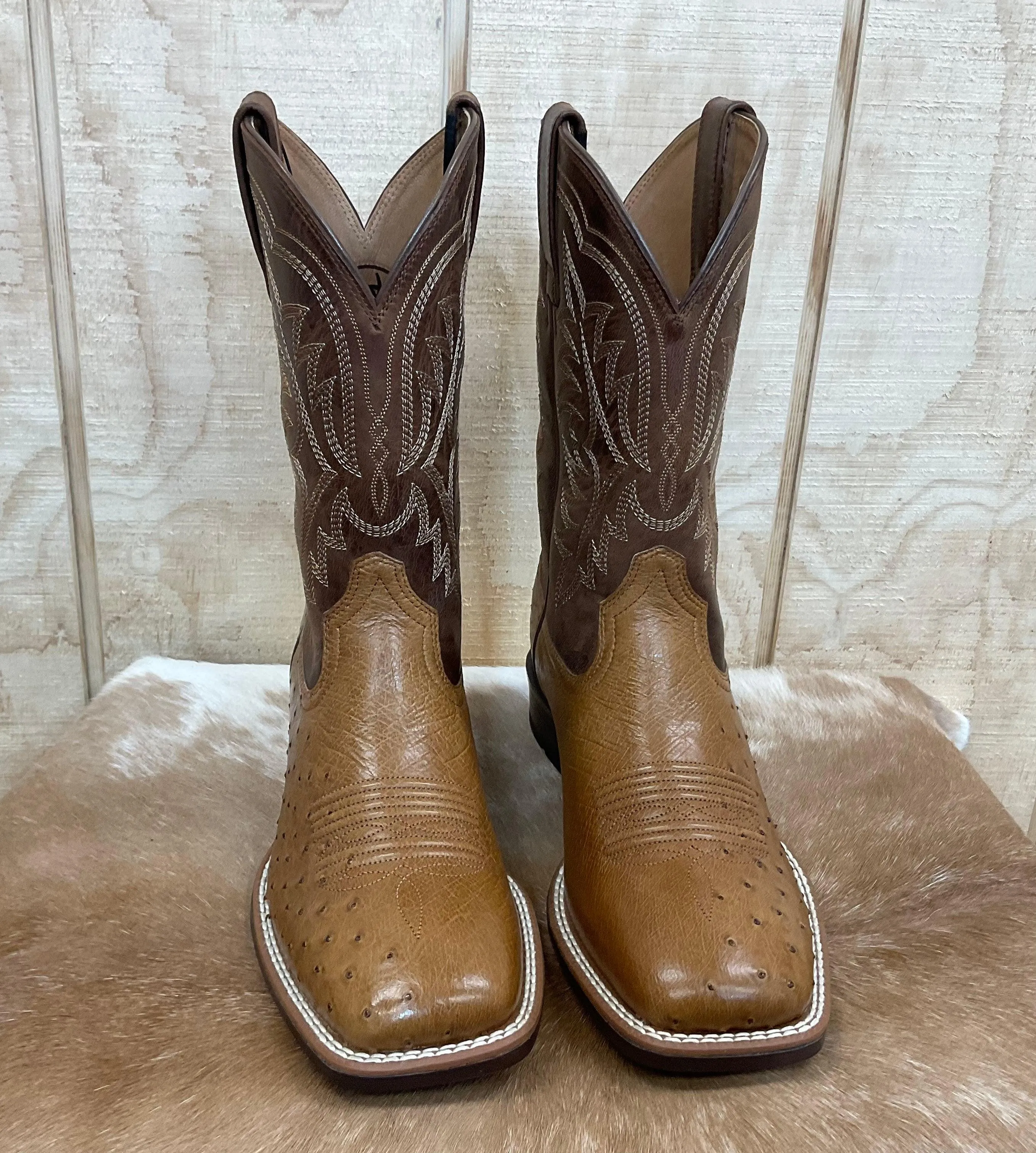 synthetic leather Ariat Men's Night Life Ultra  Smooth Ostrich Square Toe Cowboy Boots 10040345