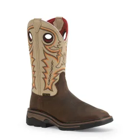 Transitional Style Hiking R. Watson Men's Chestnut Brown Buffalo & Ivory Top Work Boots RW1011
