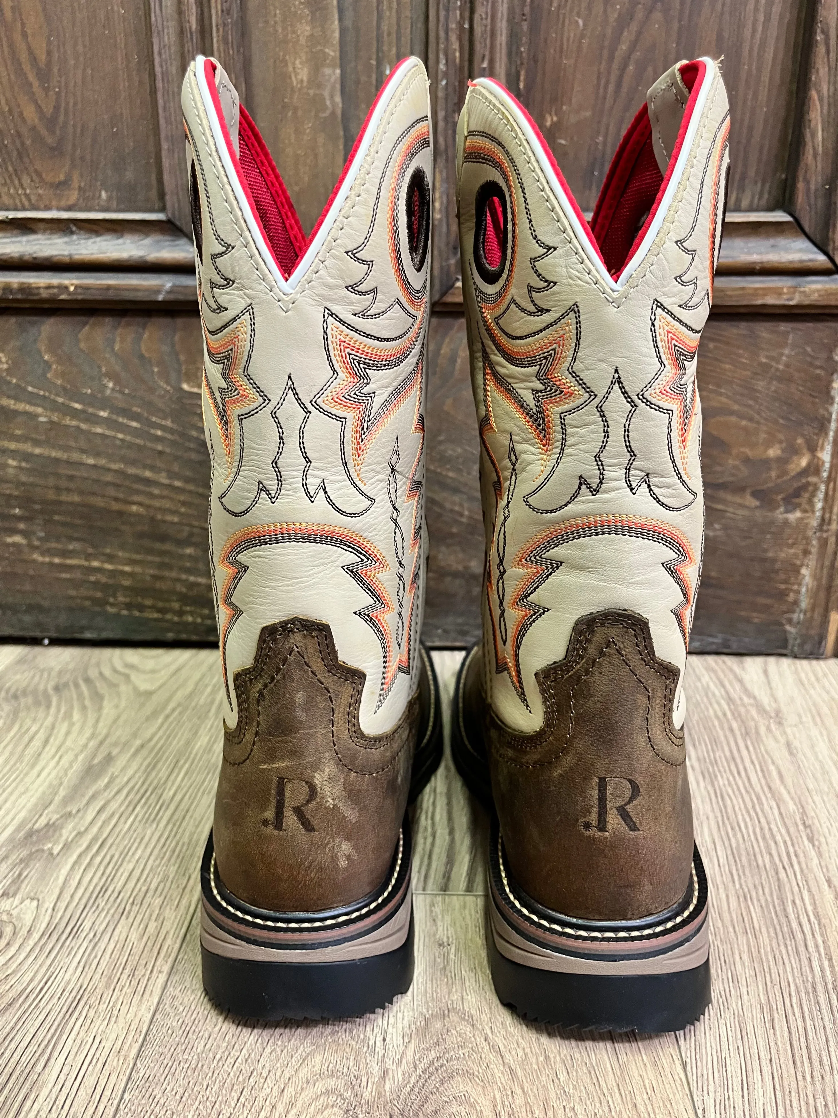 Practical Style R. Watson Men's Chestnut Brown Buffalo & Ivory Top Work Boots RW1011