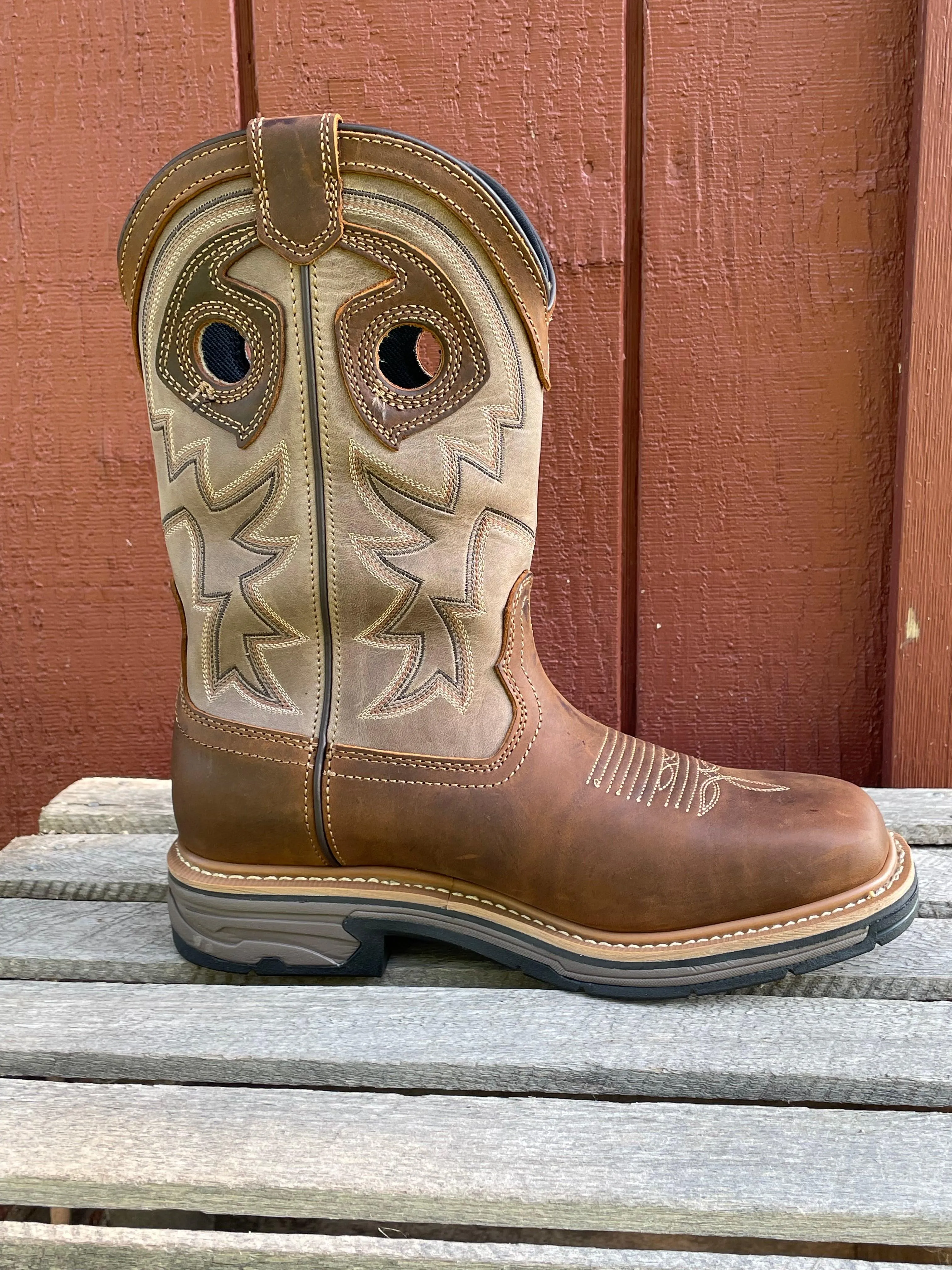 Moisture-wicking Kid Fun Dan Post Men's Brown Leather Kirk Waterproof Composite Square Toe Work Boot DP59456CT