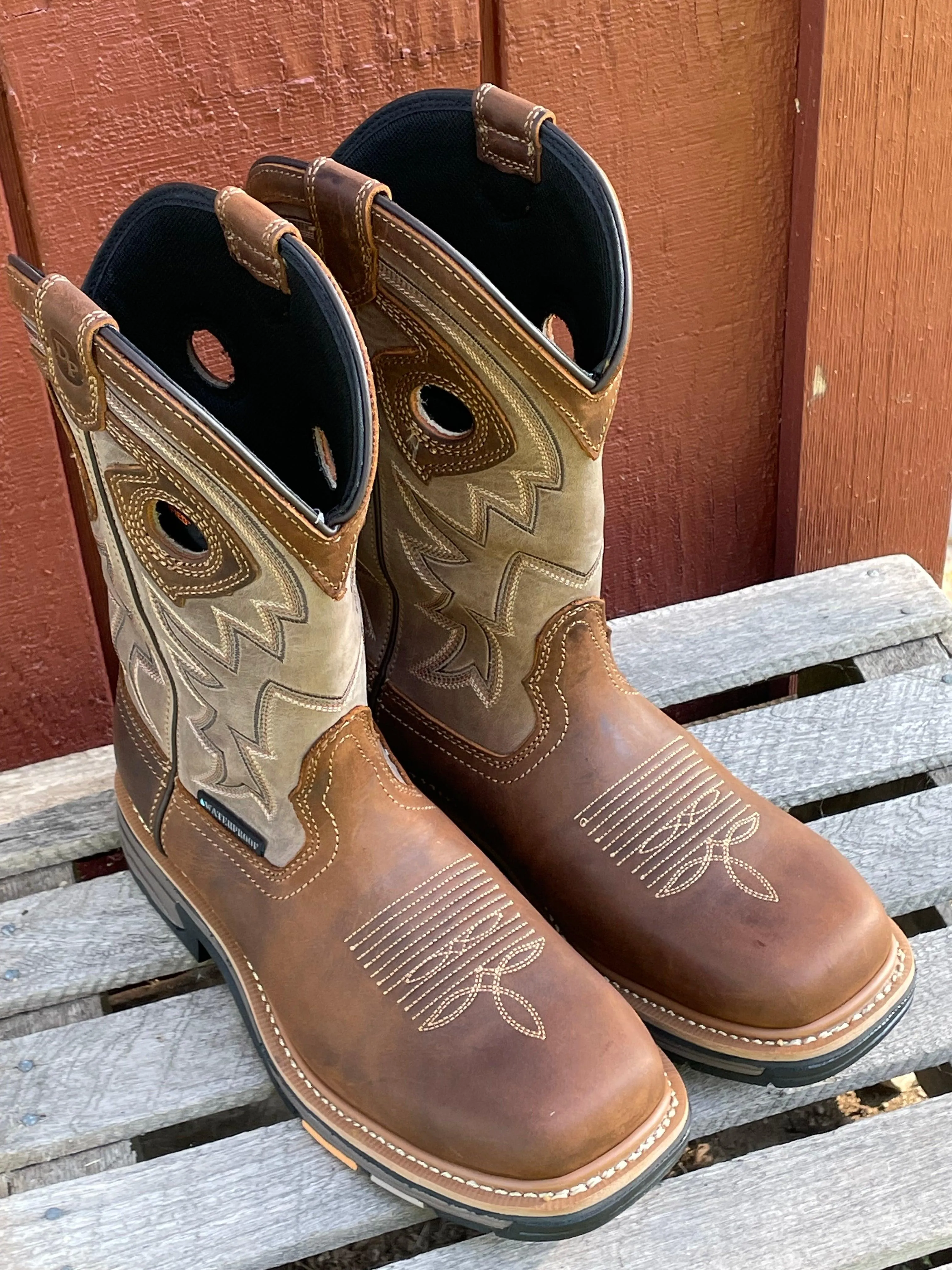 Minimal Aesthetic Dan Post Men's Brown Leather Kirk Waterproof Composite Square Toe Work Boot DP59456CT