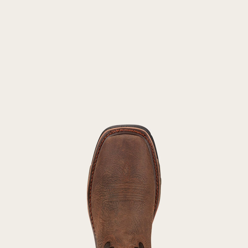 Comfort Stretch Ariat Mens Workhog Bruin Brown & Black Top Waterproof Square Toe Western Work Boots 10017436