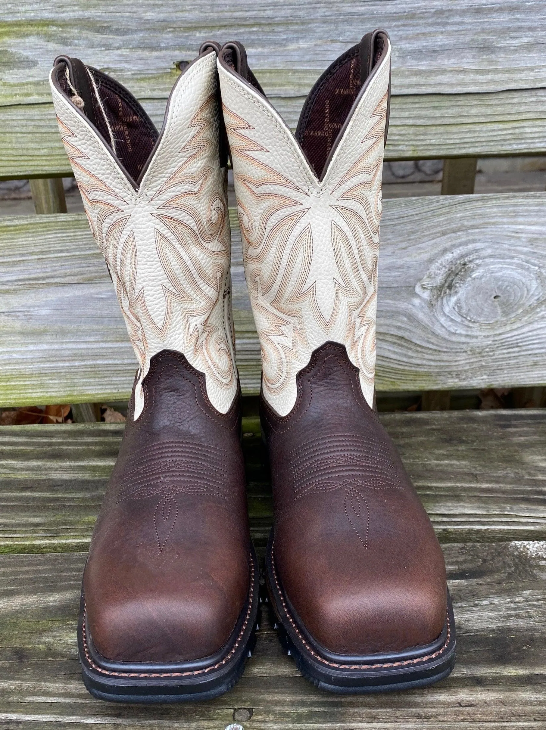 Durango Men's Maverick Brown & White Top Composite Toe WaterProof Work Boots DDB0330 insulated