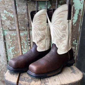 Durango Men's Maverick Brown & White Top Composite Toe WaterProof Work Boots DDB0330 Groom Gloss Shine