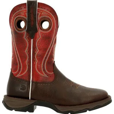 Durango Rebel Women's Crimson Red and Brown Square Toe Cowgirl Boots DRD0408 Wool blend Zipper Closure