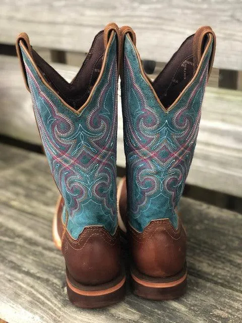 City Travel Stage Show Durango Women's Arena Pro Bay Brown & Caribbean Blue Square Toe Cowgirl Boots DRD0381