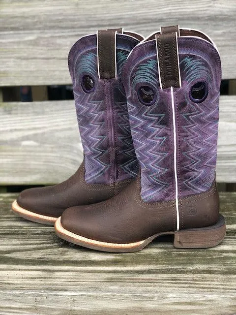 Canvas Upper Oil Resistant Gear Durango Women's Rebel Pro Brown & Purple Square Toe Cowgirl Boots DRD0354