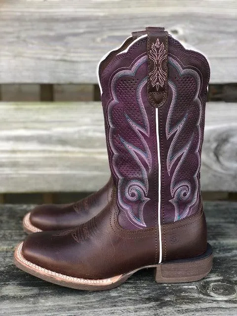 Strong material Durango Women's Rebel Pro Purple & Brown Square Toe Cowgirl Boots DRD0377