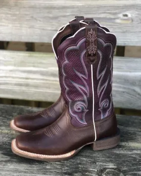 Groom Durango Women's Rebel Pro Purple & Brown Square Toe Cowgirl Boots DRD0377
