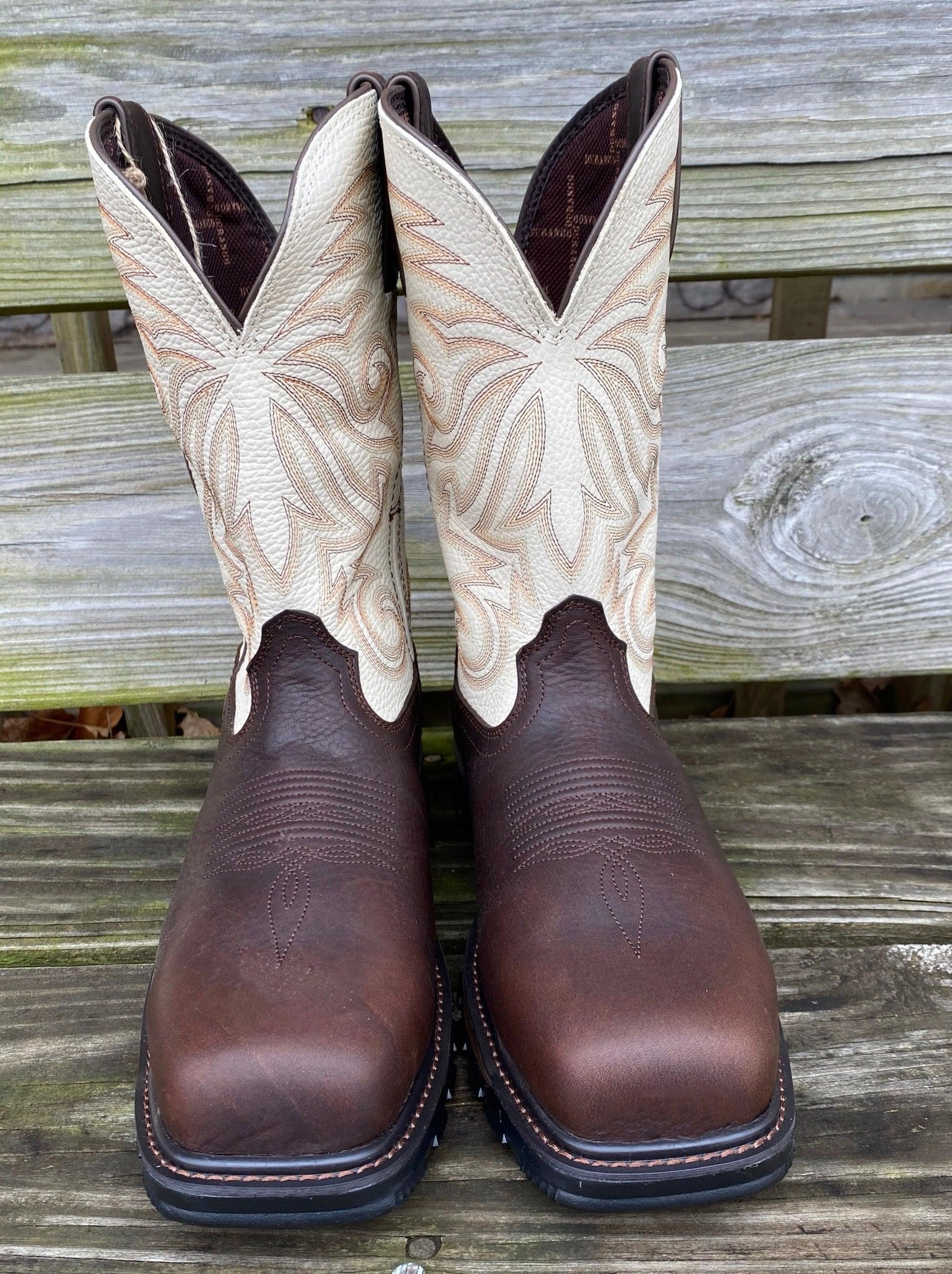 Durango Men's Maverick Brown & White Top Composite Toe WaterProof Work Boots DDB0330 insulated