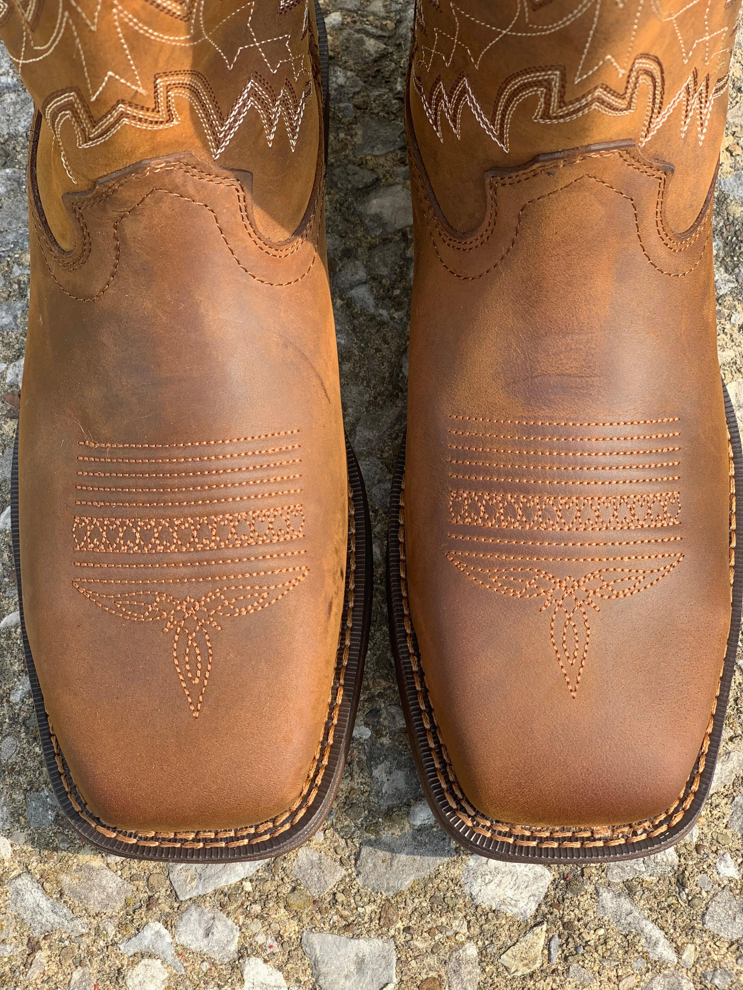 Durango Rebel Work Brown Steel Toe Waterproof Square Toe Work Boots DDB0389 Padded collar Hard Trail