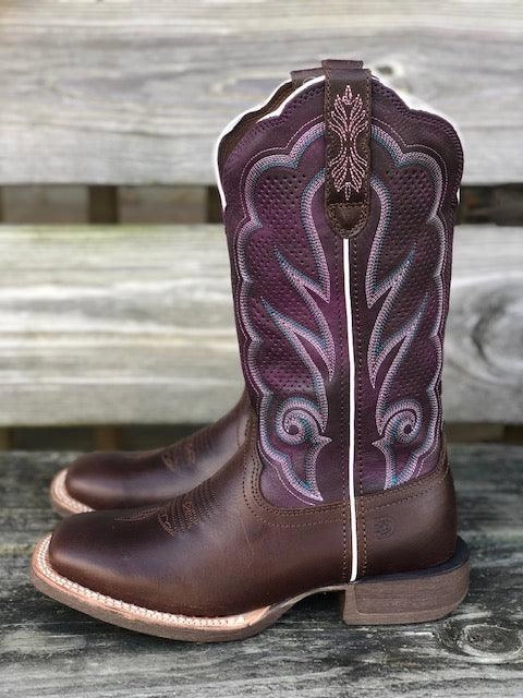 Strong material Durango Women's Rebel Pro Purple & Brown Square Toe Cowgirl Boots DRD0377