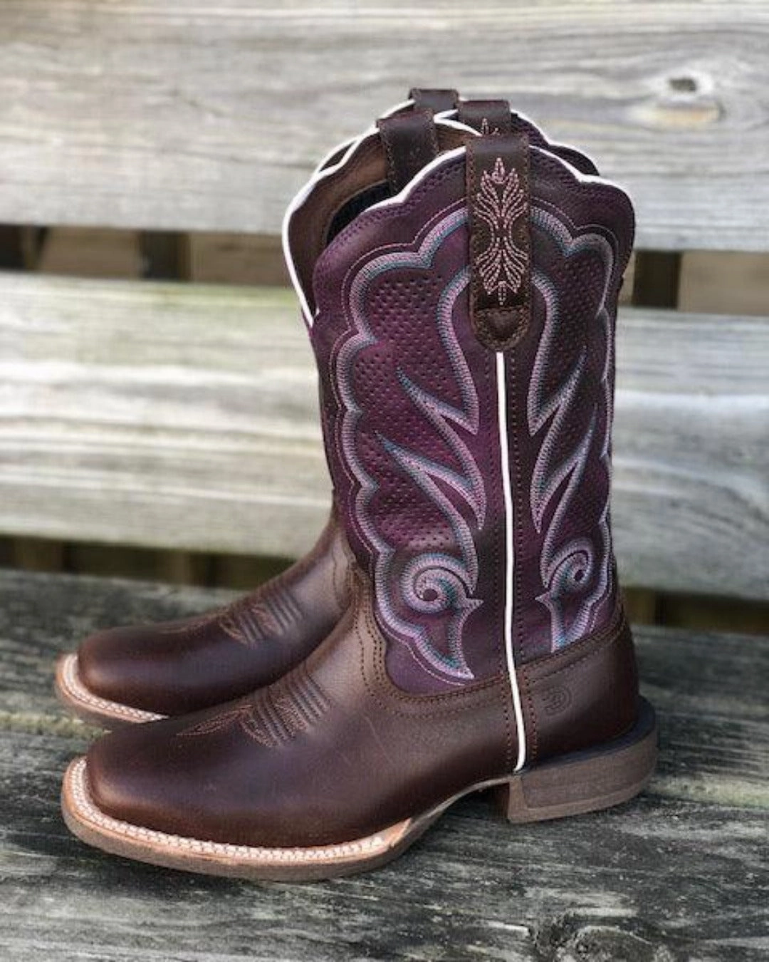Groom Durango Women's Rebel Pro Purple & Brown Square Toe Cowgirl Boots DRD0377