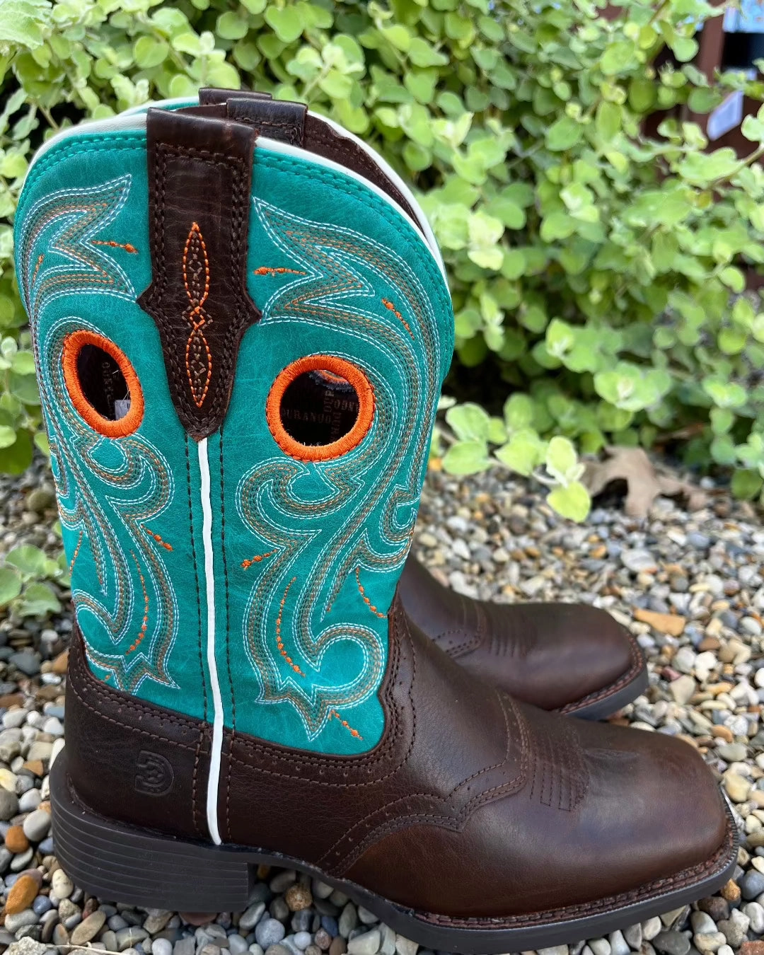 Anti   Fatigue Durango Women Westward Hickory Brown & Turquoise Square Toe Boot DRD0446