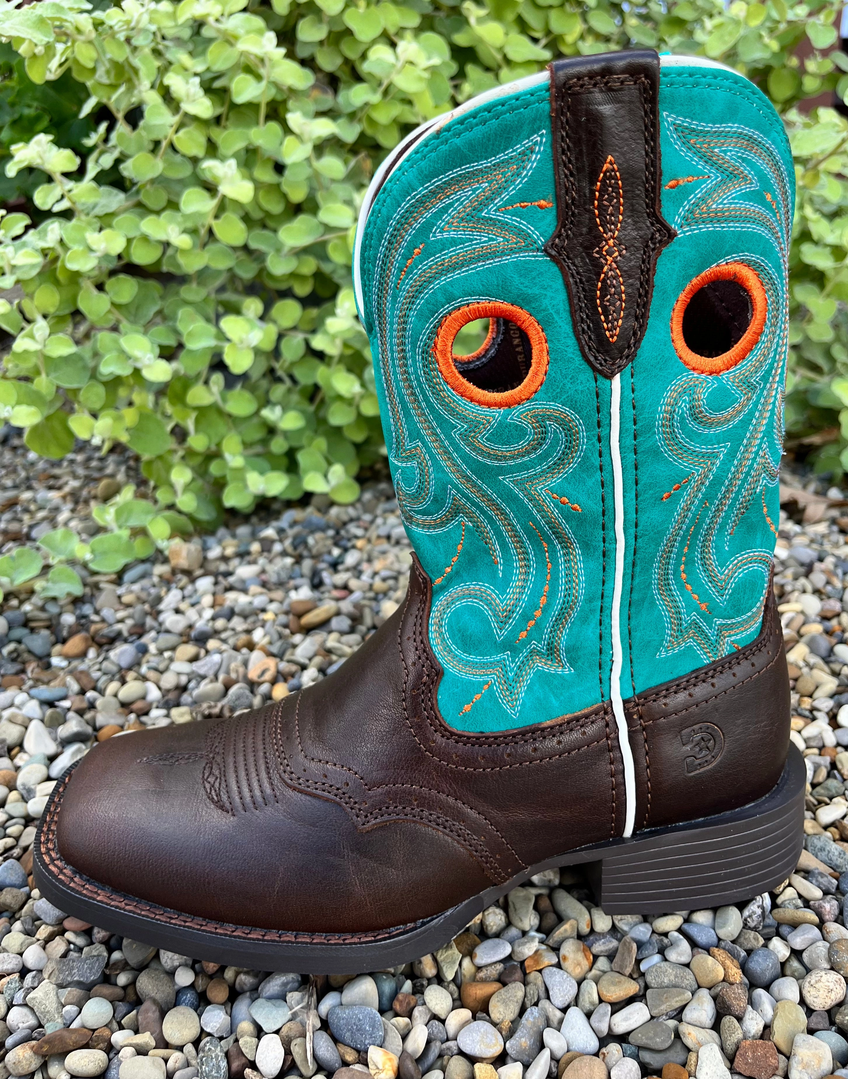 Smart Style Durango Women Westward Hickory Brown & Turquoise Square Toe Boot DRD0446