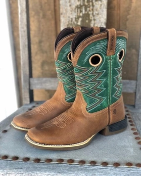 Anti-slip Durango Youth Lil Rebel Pro Wheat & Tidal Teal Square Toe Western Boots DBT0224Y