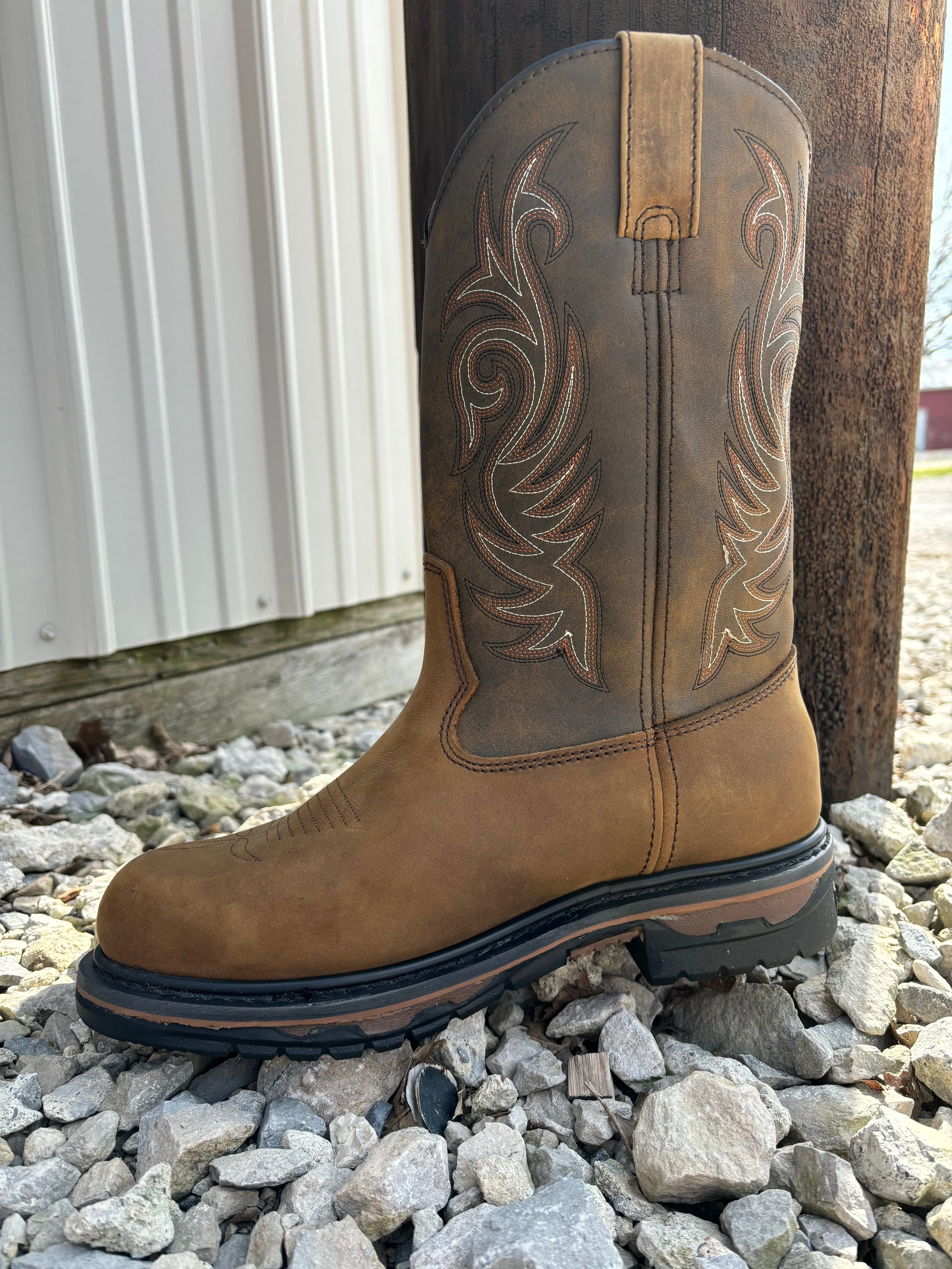 Everyday Comfort Laredo Men's Tan Leather Hammer Waterproof Round Toe Western Work Boot 68112