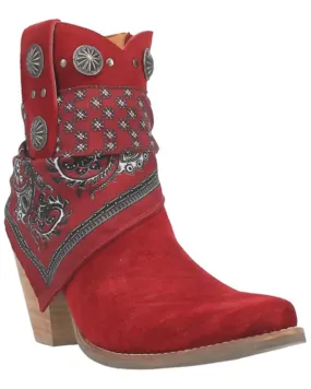 Dingo Women's Red Bandida Cowgirl Ankle Booties DI184-RED Skin Hug