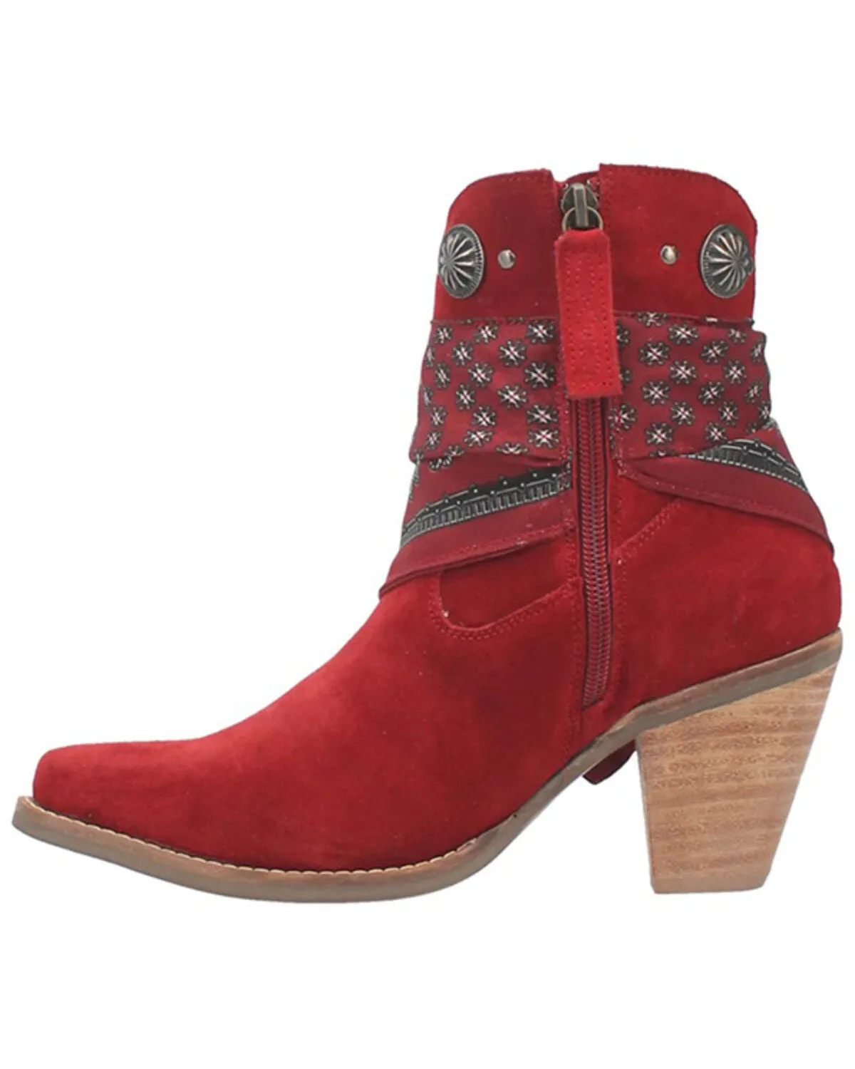 Dingo Women's Red Bandida Cowgirl Ankle Booties DI184-RED insole Field Travel