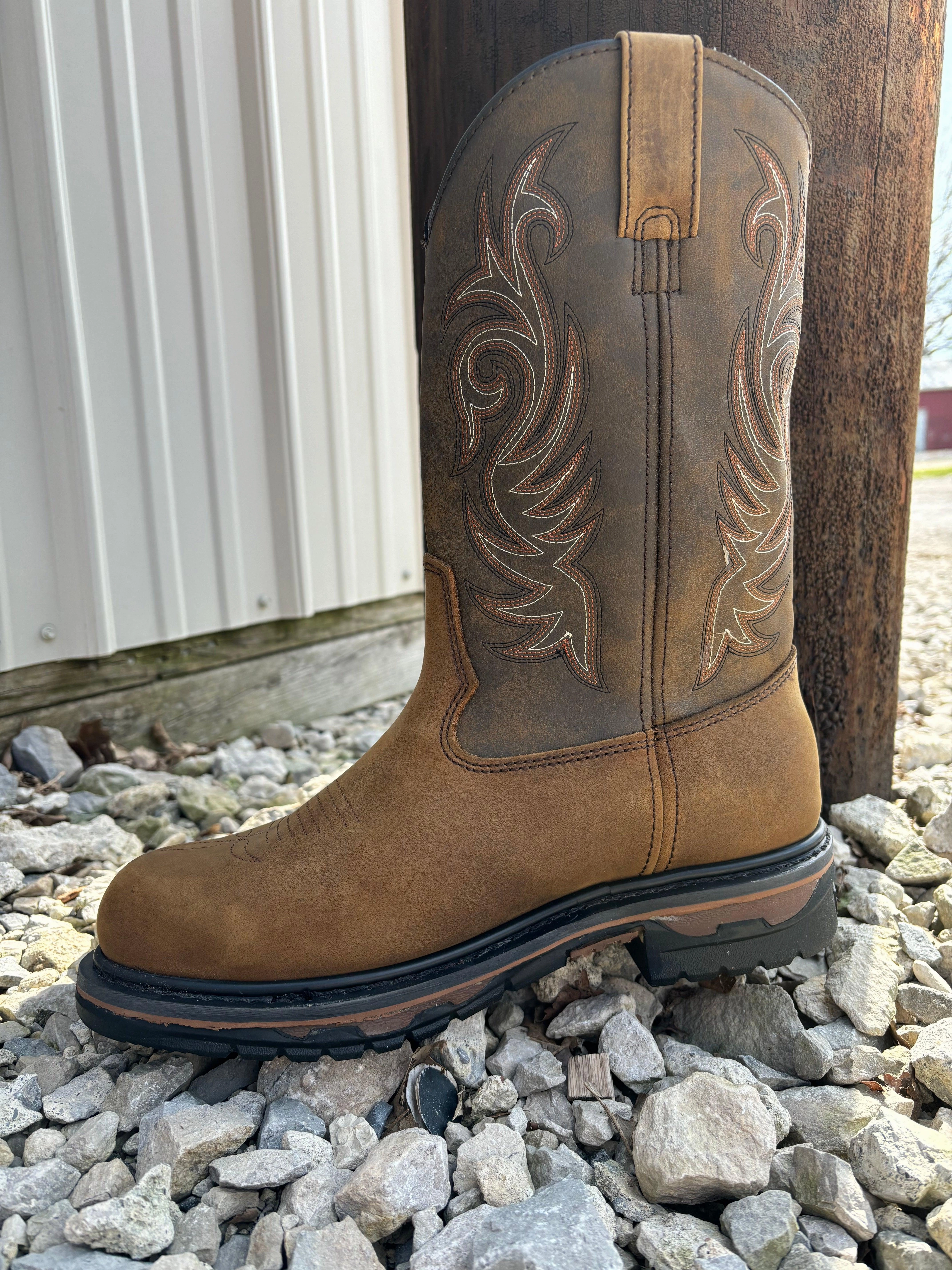 Everyday Comfort Laredo Men's Tan Leather Hammer Waterproof Round Toe Western Work Boot 68112