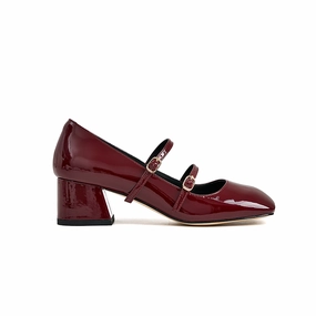 CushionedSole Essential Piece Catherine Patent Leather Mary Jane Chunky Pumps