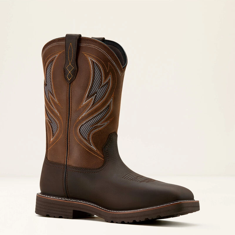 Ariat Men's Dark Brown Wicker Activator VentTEK Waterproof Steel Toe Western Work Boots 10061119 Neutral Tones Ski Lodge