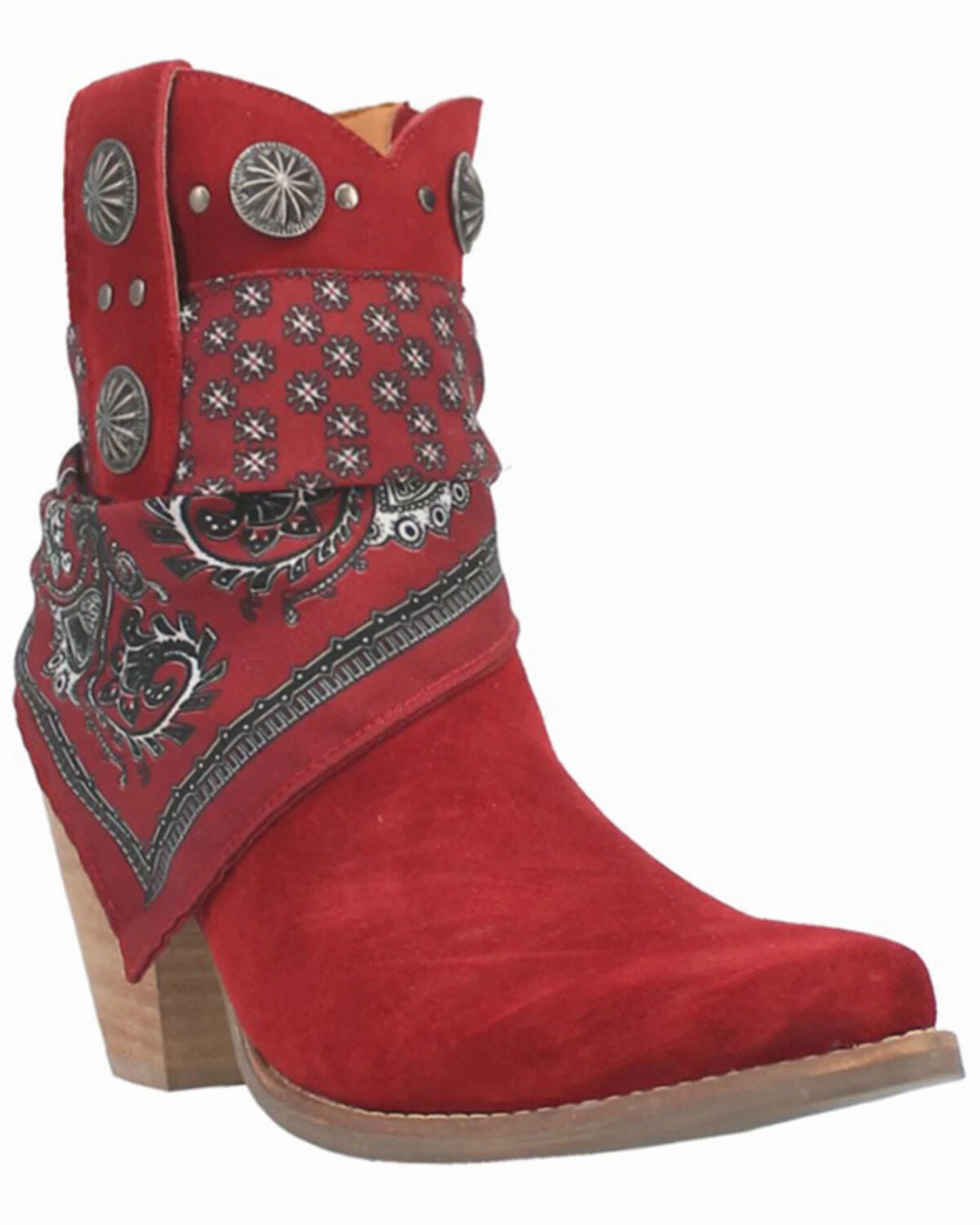 Dingo Women's Red Bandida Cowgirl Ankle Booties DI184-RED Move Free