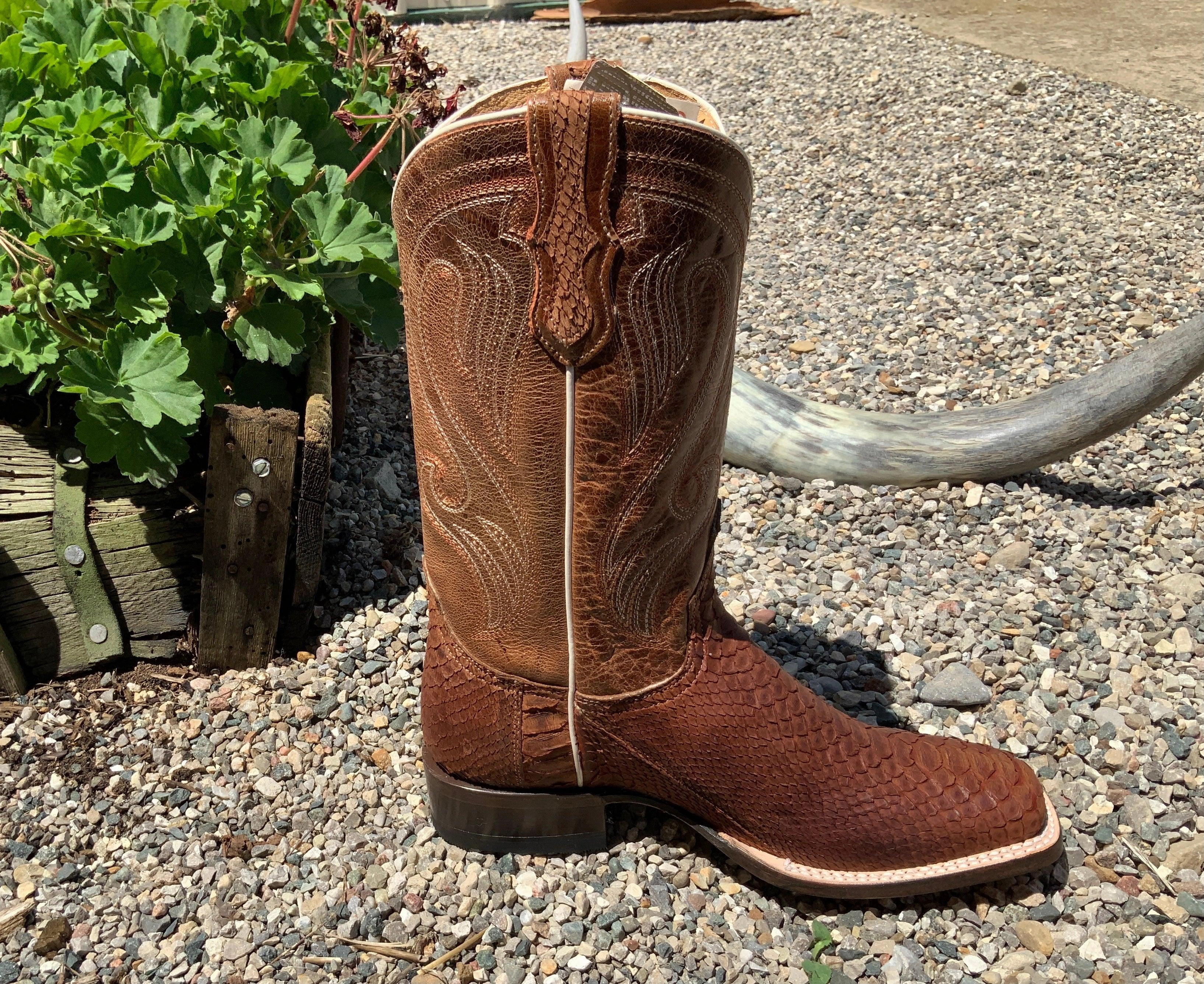 Roper Women's Cognac Brown Genuine Python Square Toe Cowgirl Boot 6510-8225 Windproof Design
