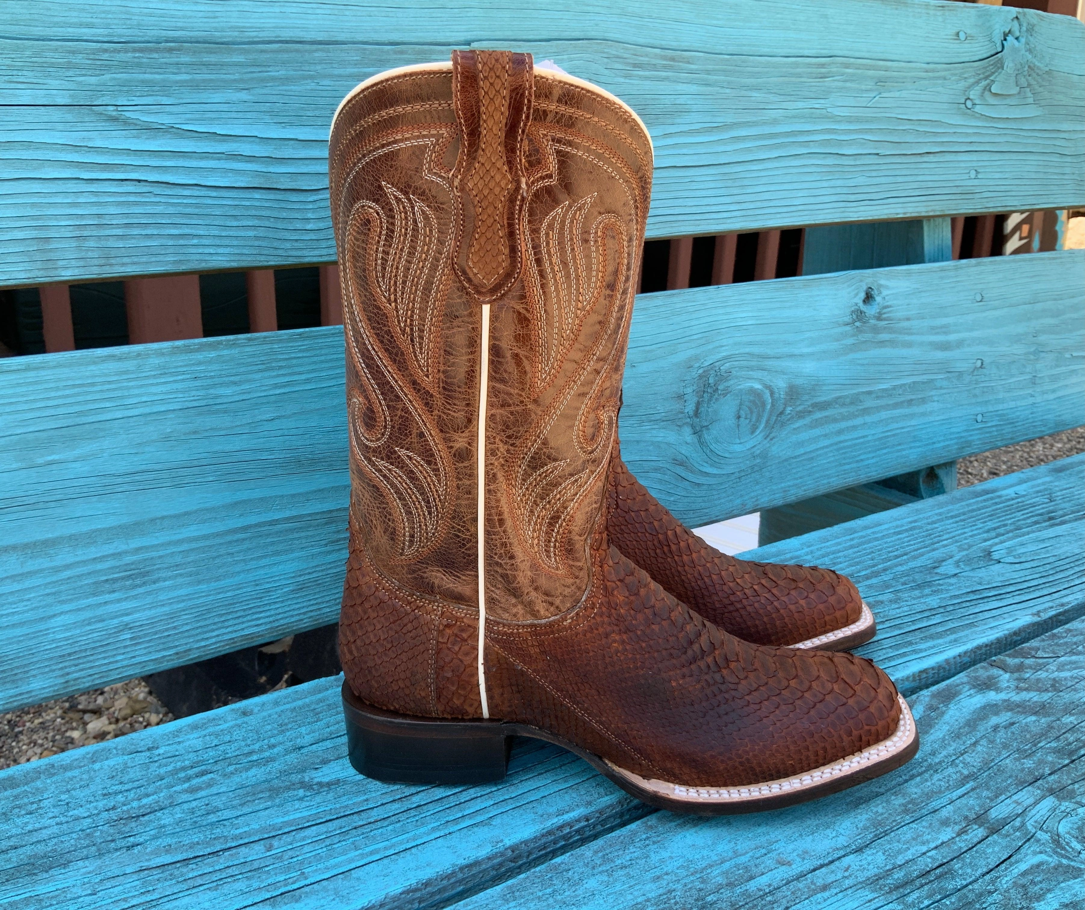 Easy Pairing Roper Women's Cognac Brown Genuine Python Square Toe Cowgirl Boot 6510-8225