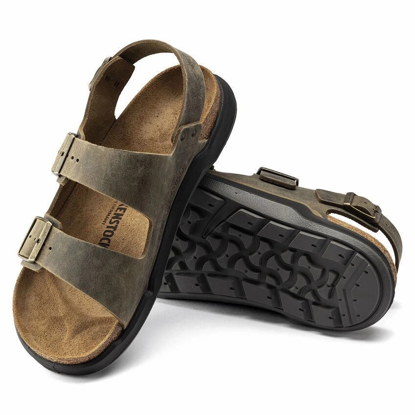 Milano Rugged | Oiled Leather | Faded Khaki Breathable Comfort Casual Footwear for Vacation